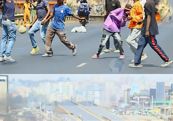 Youths Enjoy Football Session as Thika Road Traffic Stalls Amid Protests