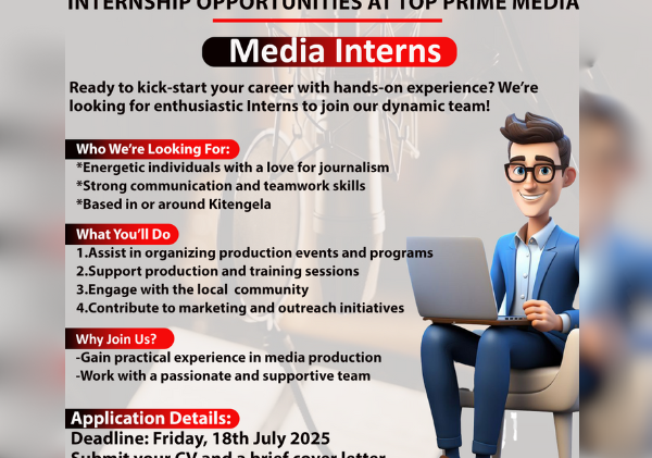 Calling for Media Interns at Top Prime Media