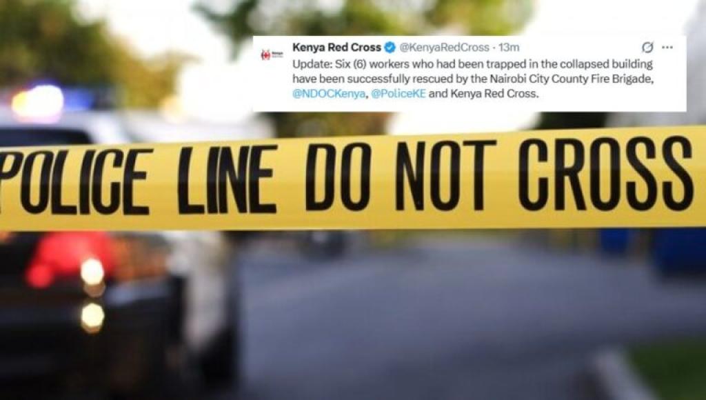 SIX CONSTRUCTION WORKERS RESCQUED AFTER A BUILDING COLLAPSES NEAR OTC, NAIROBI .