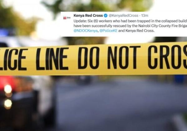 SIX CONSTRUCTION WORKERS RESCQUED AFTER A BUILDING COLLAPSES NEAR OTC, NAIROBI .